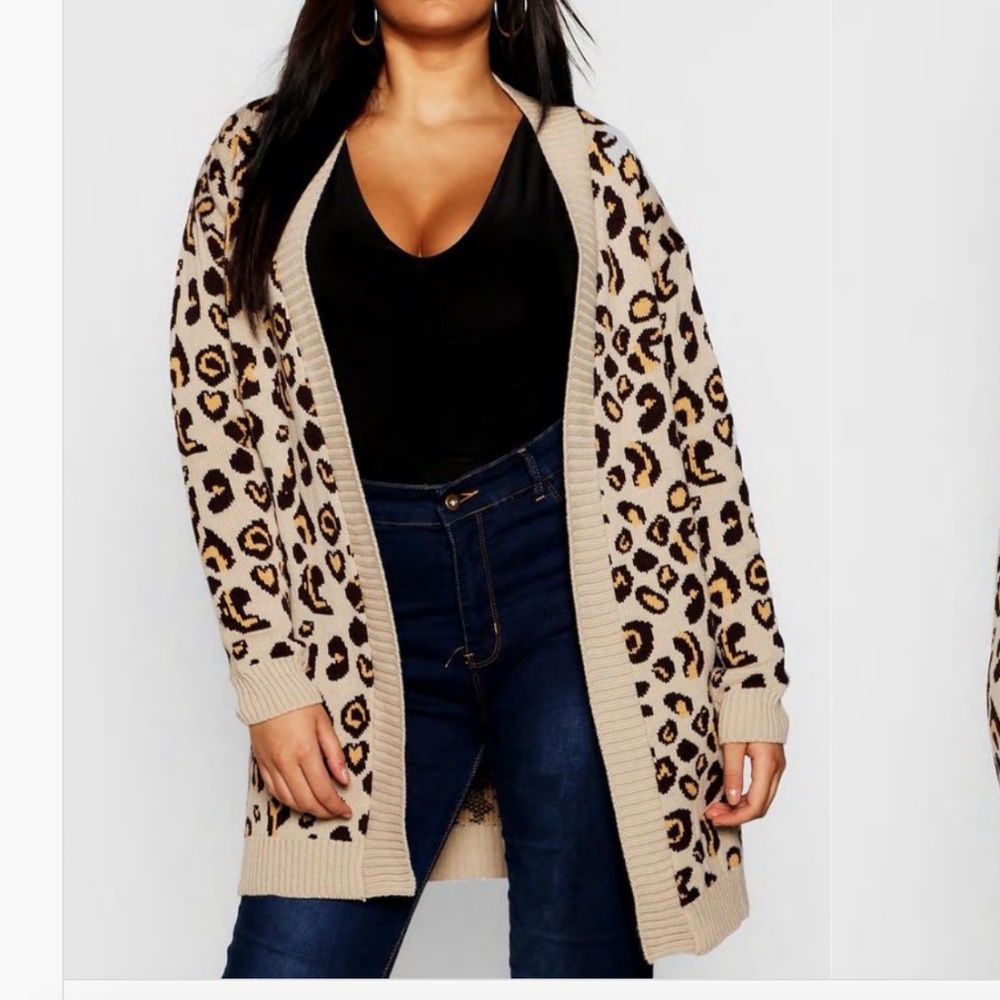 PLUS LEOPARD KNITTED CARDIGAN